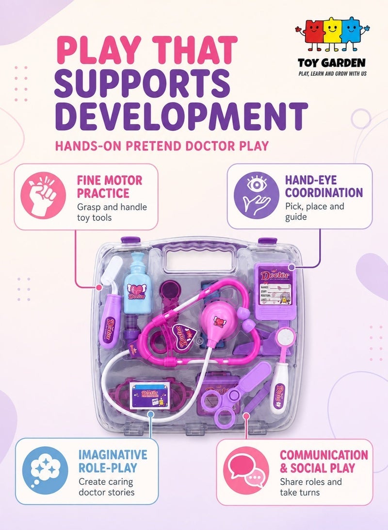 TOY GARDEN Kids Doctor Role Play Dress Up Set – 13 Piece Medical Kit for Pretend Play | Educational Costume for Boys & Girls - Image 3