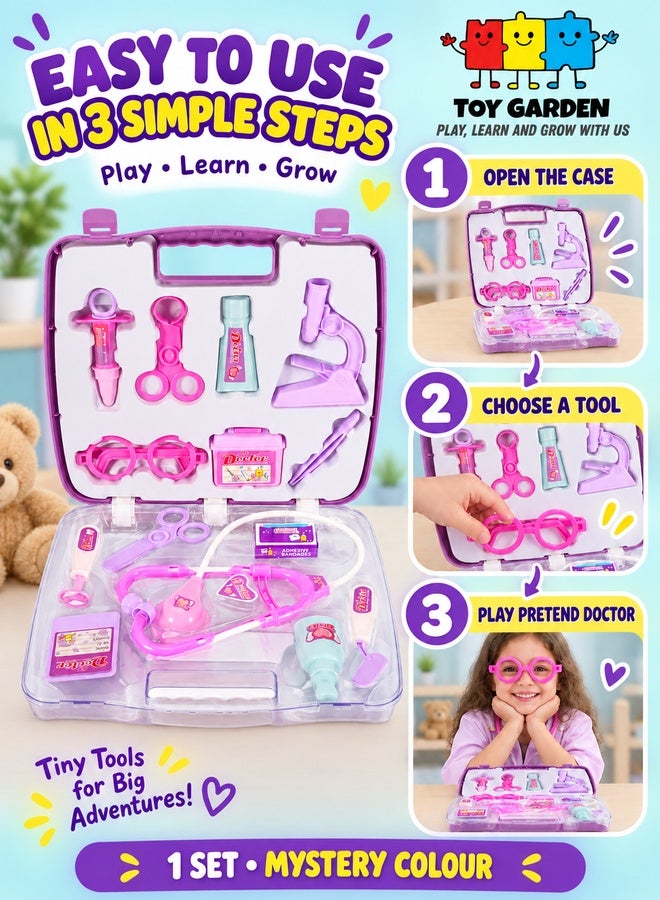 حديقة الألعاب عنوان تحسين محركات البحث (SEO) طقم أزياء وأدوات الطبيب للأطفال من TOY GARDEN - مجموعة طبية مكونة من 13 قطعة للعب التخيلي - زي تعليمي للأولاد والبنات - ألوان متنوعة - لعبة تعزز الخيال والتعلم - Image 5