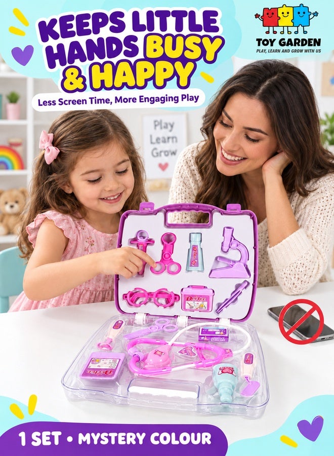 حديقة الألعاب عنوان تحسين محركات البحث (SEO) طقم أزياء وأدوات الطبيب للأطفال من TOY GARDEN - مجموعة طبية مكونة من 13 قطعة للعب التخيلي - زي تعليمي للأولاد والبنات - ألوان متنوعة - لعبة تعزز الخيال والتعلم - Image 2