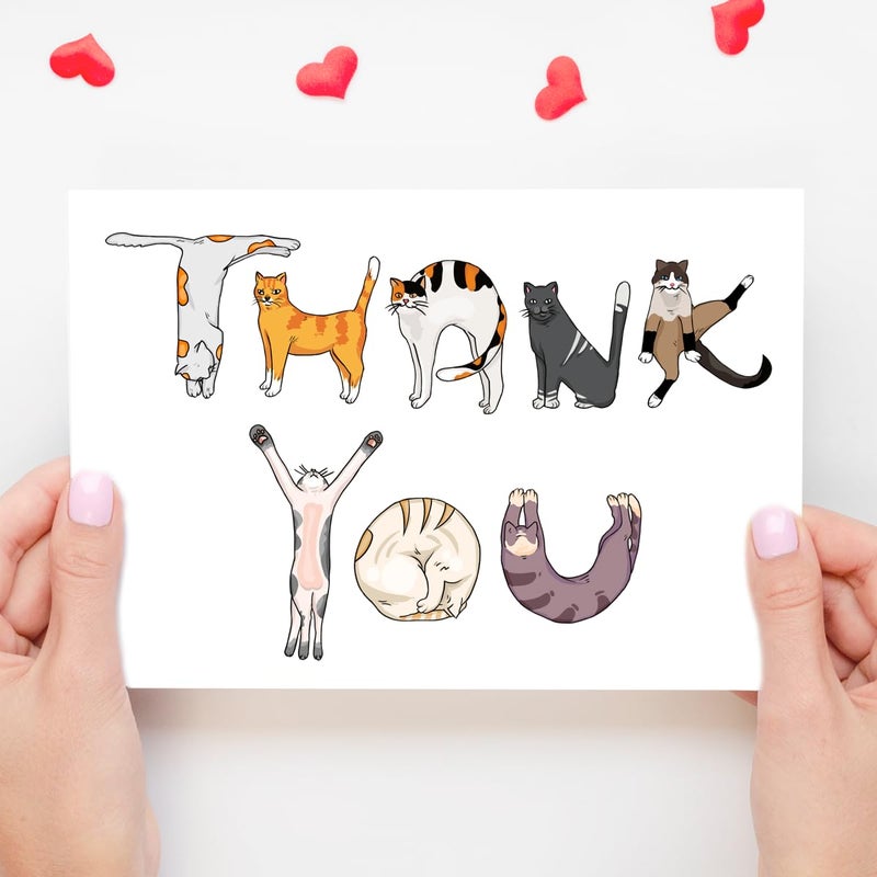 Bhiosng MOCO PAPER Funny Cat Thank You Card For Men Women, Cute Cat Thank You Gift for Him Her, Appreciation Card Thanks Gift for Friend Teacher Boss Coworker, Thank You Card For Cat Mom Dad - Image 2