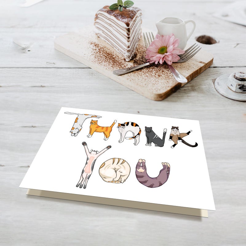 Bhiosng MOCO PAPER Funny Cat Thank You Card For Men Women, Cute Cat Thank You Gift for Him Her, Appreciation Card Thanks Gift for Friend Teacher Boss Coworker, Thank You Card For Cat Mom Dad - Image 3