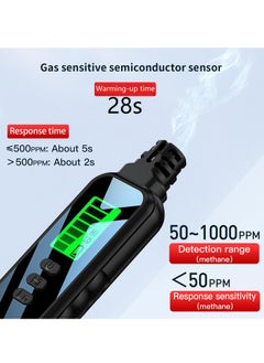 SYOSI Portable Gas Leak Detector with Audible Alarm, 50-1000 PPM Range, Detects Methane, Propane, Ethane, Natural Gas, Lo/Hi Mode, LCD Screen, for Home, Industrial Use, Battery Included, Black  - Image 4