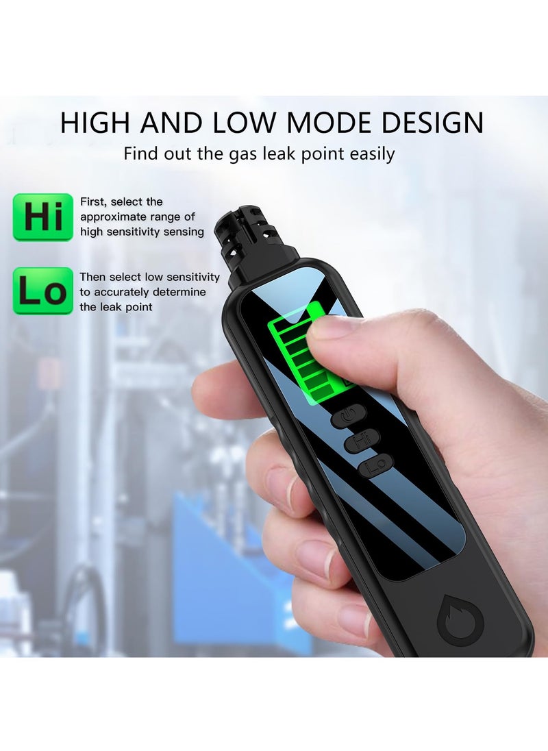 SYOSI - Portable Gas Leak Detector with Audible Alarm, 50-1000 PPM Range, Detects Methane, Propane, Ethane, Natural Gas, Lo/Hi Mode, LCD Screen, for Home, Industrial Use, Battery Included, Black - Image 1