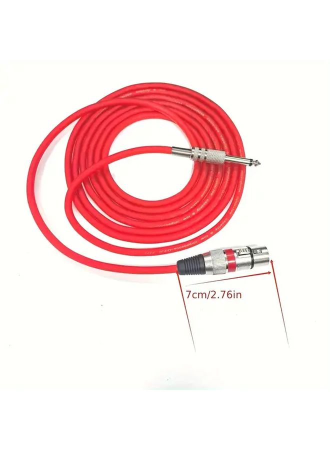 كابل ميكروفون أحمر دائري من أنثى XLR إلى ذكر جاك ستيريو 1/4 بوصة (6.35 ملم) بطول 19.69 بوصة، مناسب لخلاطات الصوت وواجهات الصوت، متين ومرن، احترافي لتسجيل الاستوديو. - Image 2