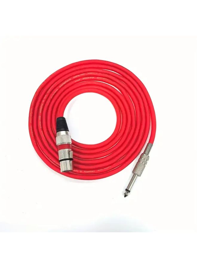 كابل ميكروفون أحمر دائري من أنثى XLR إلى ذكر جاك ستيريو 1/4 بوصة (6.35 ملم) بطول 19.69 بوصة، مناسب لخلاطات الصوت وواجهات الصوت، متين ومرن، احترافي لتسجيل الاستوديو. - Image 1