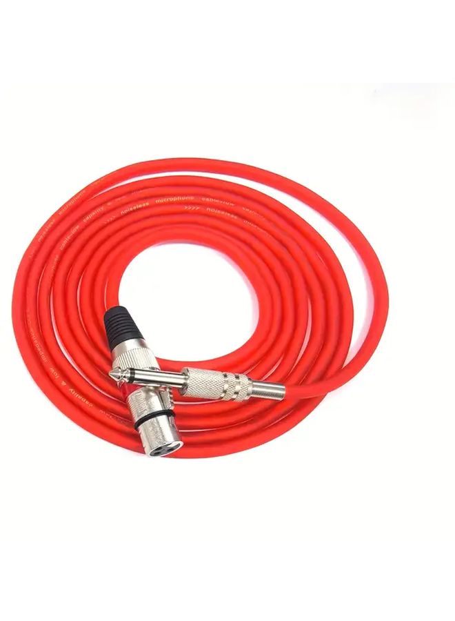 كابل ميكروفون أحمر دائري من أنثى XLR إلى ذكر جاك ستيريو 1/4 بوصة (6.35 ملم) بطول 19.69 بوصة، مناسب لخلاطات الصوت وواجهات الصوت، متين ومرن، احترافي لتسجيل الاستوديو. - Image 3