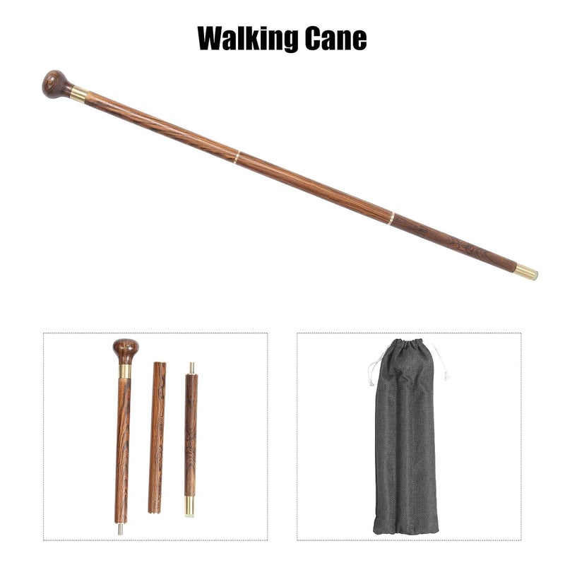 cheekyglo Folding Walking Cane, Hiking Walking Sticks 3 Sections Wooden Walking Cane Hand Walking Stick Mountaineering Crutches Outdoor For Men Walking Stick With Carrying Bag For Men for Elderly - Image 3