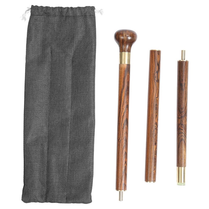 cheekyglo Folding Walking Cane, Hiking Walking Sticks 3 Sections Wooden Walking Cane Hand Walking Stick Mountaineering Crutches Outdoor For Men Walking Stick With Carrying Bag For Men for Elderly - Image 1