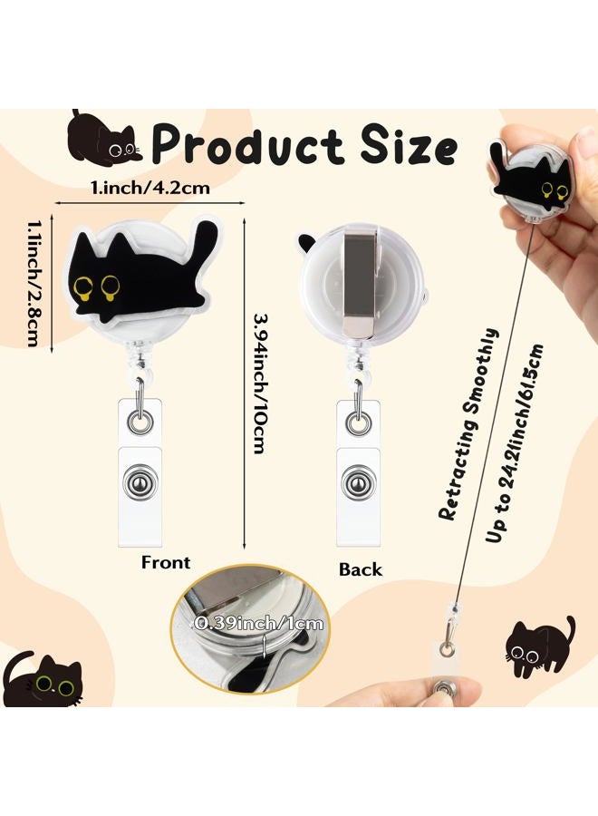 Eartim Cute Black Cat Funny Badge Reel - 9Pcs Lovely Animal Acrylic Retractable ID Badge with Metal Clip Name Tag Holder for Nurse Cat Lover Office Staff Student Birthday Gift Halloween Party Supplies - Image 4