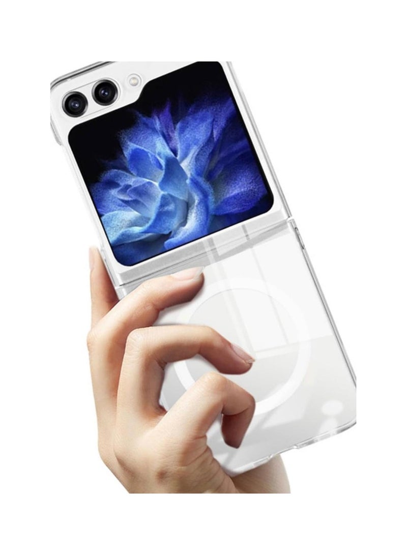 بروستايل جراب مغناطيسي رفيع لهاتف Galaxy Z Flip 6 - متوافق مع MagSafe، غطاء خلفي شفاف أنيق وواقي، شفاف غير لامع - Image 1
