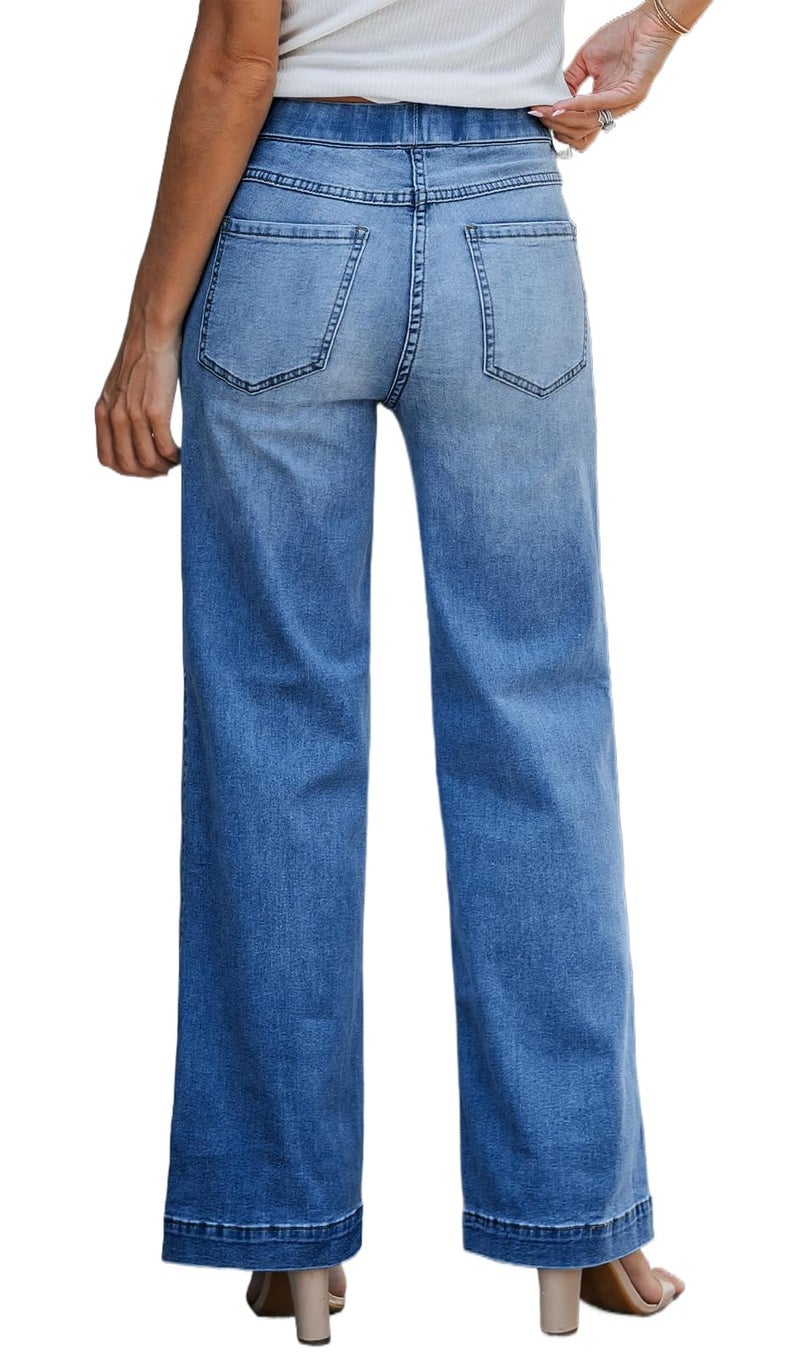 BestGirl Women's Wide Leg High Waist Baggy Jeans for Women Loose Boyfriends Jeans Denim Pants Y2K 90s D Blue - Image 2