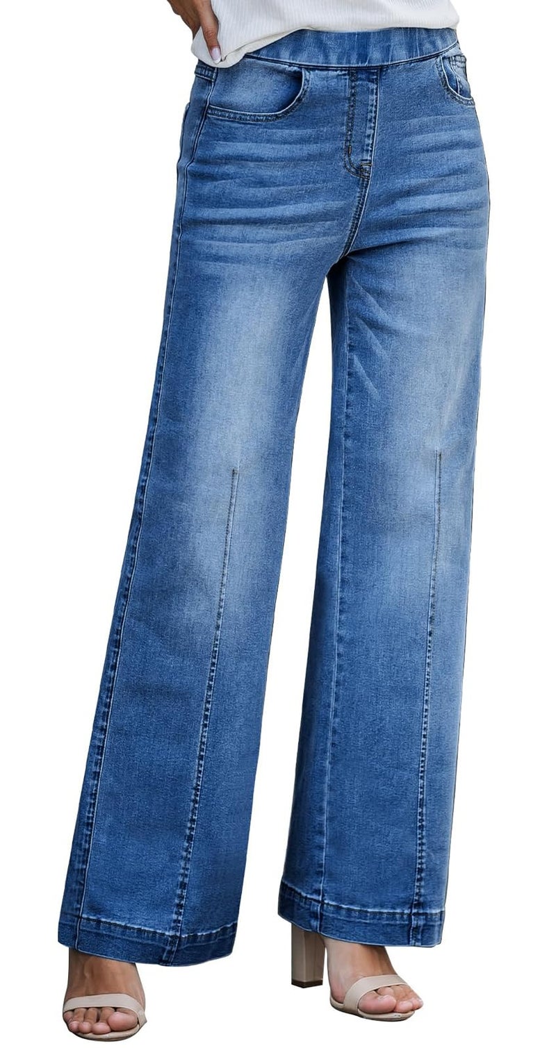 BestGirl Women's Wide Leg High Waist Baggy Jeans for Women Loose Boyfriends Jeans Denim Pants Y2K 90s D Blue - Image 1