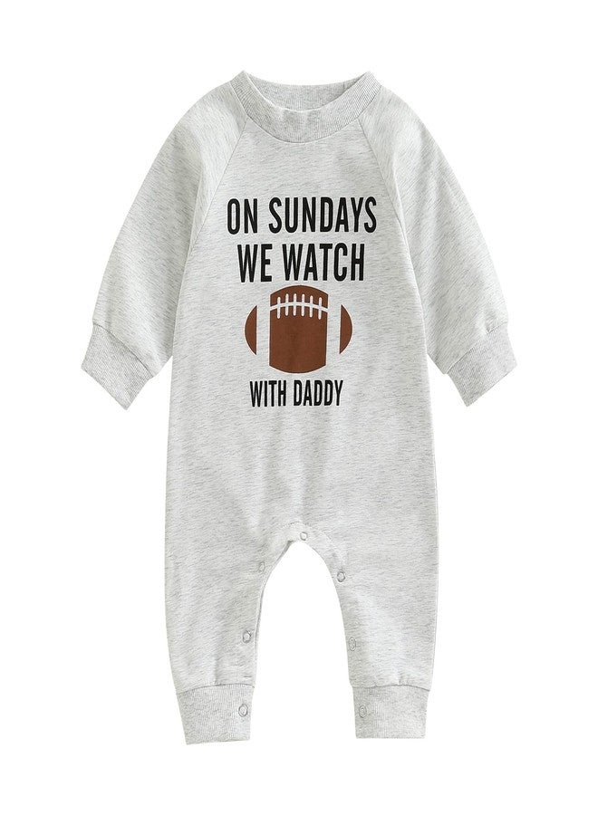 Honganda Infant Baby Boys Girls Football Season Jumpsuit Watch Football with Daddy Funny Romper Playsuit Sweatshirt (with Daddy, 0-3 Months) - Image 1