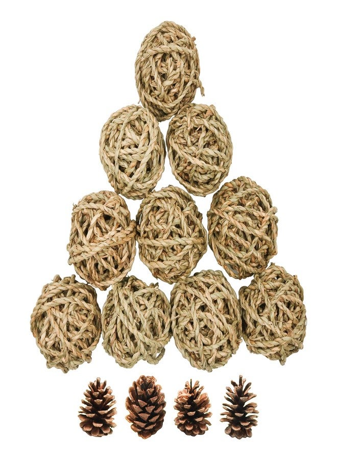 Bac-kitchen 10 Pcs Small Animals Play Balls Rolling Activity Chew Toys Gnawing Treats for Rabbits Guinea Pigs Chinchilla Bunny Natural Balls, Pet Cage Entertainment Accessories(10Pcs) - Image 1