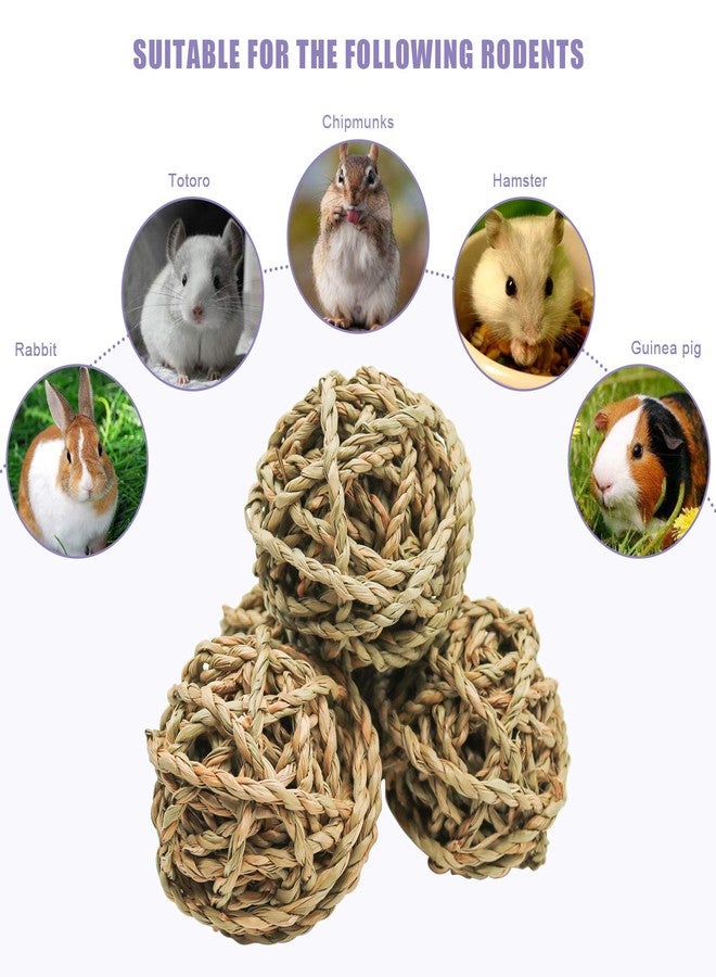 Bac-kitchen 10 Pcs Small Animals Play Balls Rolling Activity Chew Toys Gnawing Treats for Rabbits Guinea Pigs Chinchilla Bunny Natural Balls, Pet Cage Entertainment Accessories(10Pcs) - Image 3