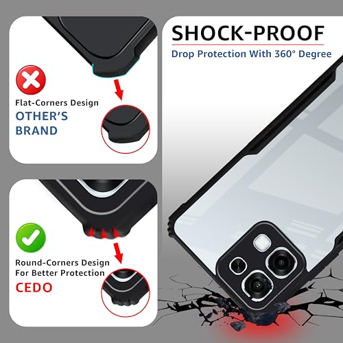 CEDO Backcover for Oppo F31 (5G) | Camera Protection Shockproof Bumper-Edge | Acrylic Crystal Clear 360 Degree Protection TPU+PC | Transparent Eagle Back Case Cover (Black) - Image 4