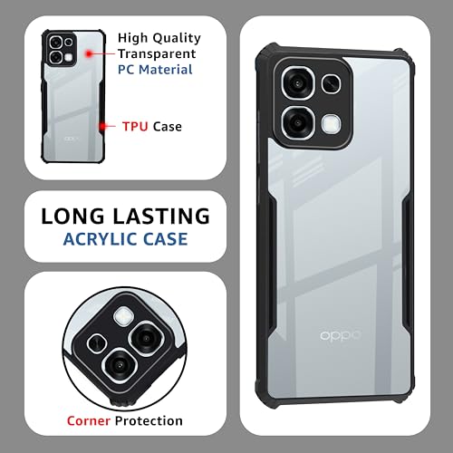CEDO Backcover for Oppo F31 (5G) | Camera Protection Shockproof Bumper-Edge | Acrylic Crystal Clear 360 Degree Protection TPU+PC | Transparent Eagle Back Case Cover (Black) - Image 5