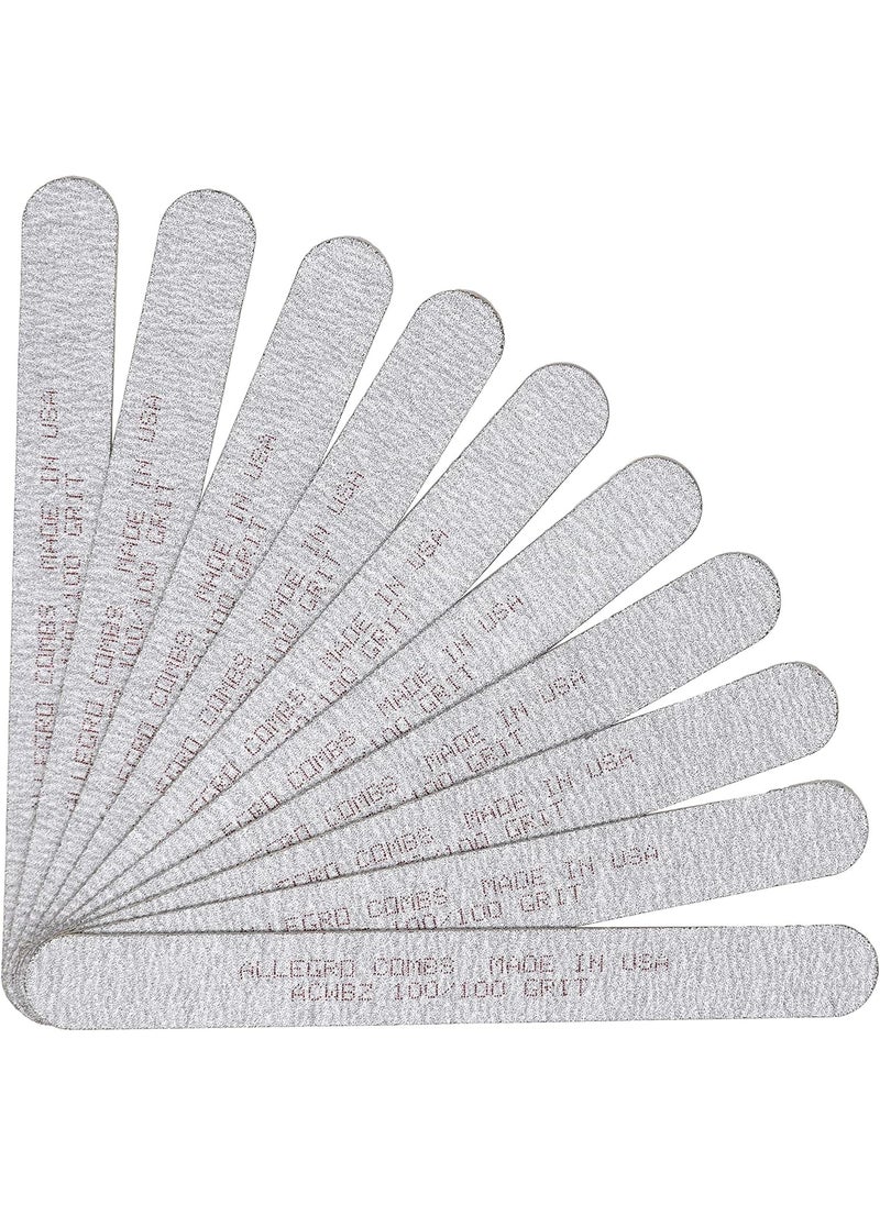 Allegro Combs - Allegro Combs 7 in. Nail Files Double Sided Wooden Emery Boards for Natural and Acrylic Grits 100,180, 120/240 USA. 10 Pcs. (100 Grit Zebra) - Image 1