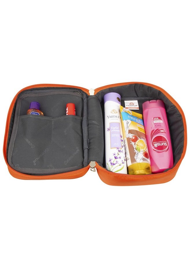 Cosmus Russet Orange Travel Makeup Bag - Cosmetic Organizer Case Portable Toiletry Bag for Women and Girls - Image 4