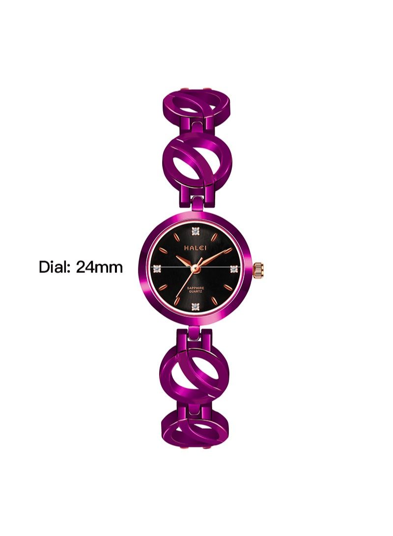 هالي ساعة HALEI نسائية عادية من الفولاذ المقاوم للصدأ - ساعة معصم كوارتز مقاومة للماء - إكسسوار أنيق لكل المناسبات - هدية أنيقة - Image 4