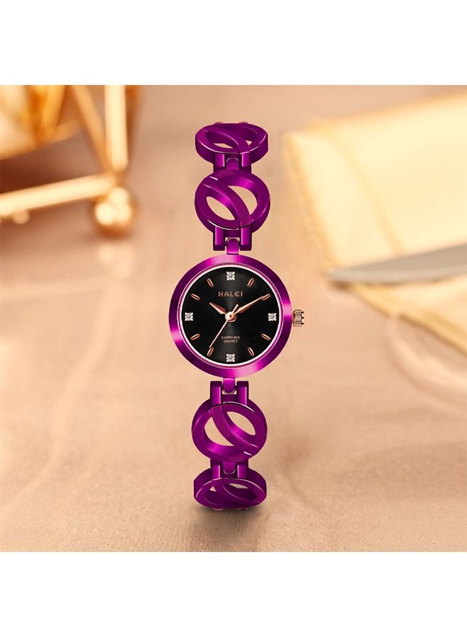 هالي ساعة HALEI نسائية عادية من الفولاذ المقاوم للصدأ - ساعة معصم كوارتز مقاومة للماء - إكسسوار أنيق لكل المناسبات - هدية أنيقة - Image 3
