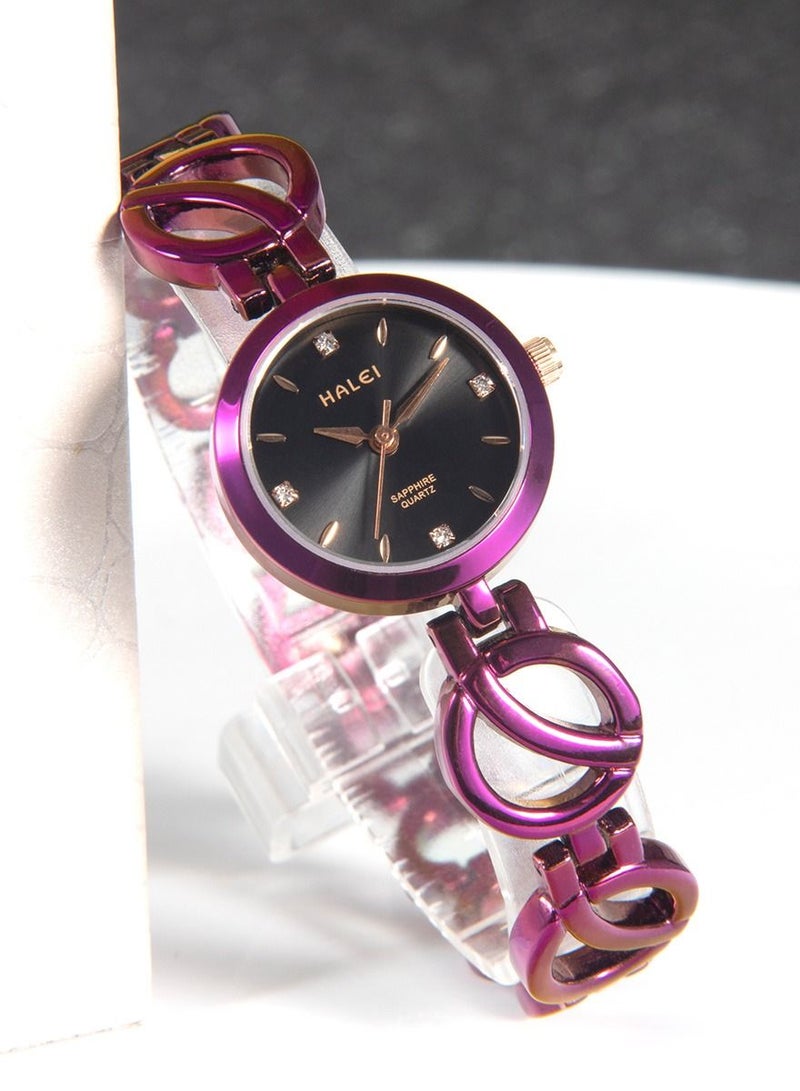 هالي ساعة HALEI نسائية عادية من الفولاذ المقاوم للصدأ - ساعة معصم كوارتز مقاومة للماء - إكسسوار أنيق لكل المناسبات - هدية أنيقة - Image 2