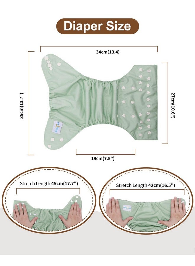 babygoal Reusable Charcoal Cloth Diapers with Double Gussets, 6 Pack Washable Baby Pocket Diapers with 6pcs Charcoal Inserts and Wet Dry Bag(Solid Color) - Image 5