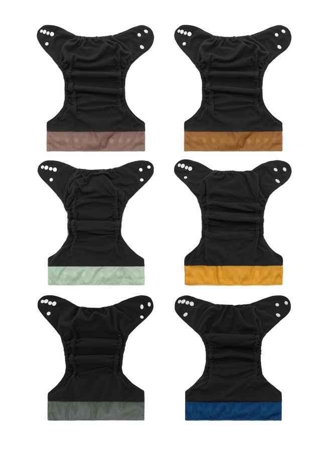 babygoal Reusable Charcoal Cloth Diapers with Double Gussets, 6 Pack Washable Baby Pocket Diapers with 6pcs Charcoal Inserts and Wet Dry Bag(Solid Color) - Image 3