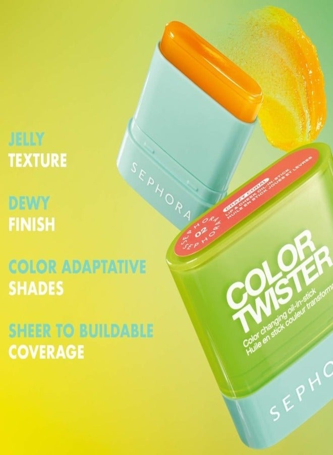 سيفورا مجموعة سيفورا، أحمر شفاه وخدود كولور تويستر، زيت في ستيك، 02 كريزي كورال - برتقالي مرجاني، بلسم مرطب متغير اللون، 8.5 غرام - Image 4