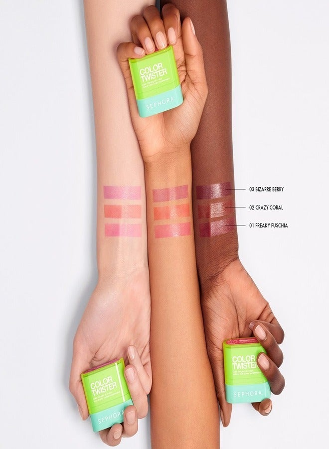 سيفورا مجموعة سيفورا، أحمر شفاه وخدود كولور تويستر، زيت في ستيك، 02 كريزي كورال - برتقالي مرجاني، بلسم مرطب متغير اللون، 8.5 غرام - Image 5
