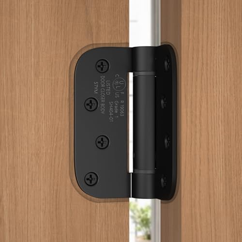Haidms 3 Pack Self Closing Door Hinges 4 Inch Black Spring Hinge with 5/8" Radius Corner Adjustable Tension for Residential & Heavy-Duty Door Hardware - Image 5