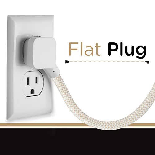 Cordinate 3 Outlet Power Strip Surge Protector Indoor Extension Cord 16 Gauge 245 Joules 10 Ft 3 Prong Braided Extension Cords Flat Extension Cord ETL Listed Brown 37916 - Image 5