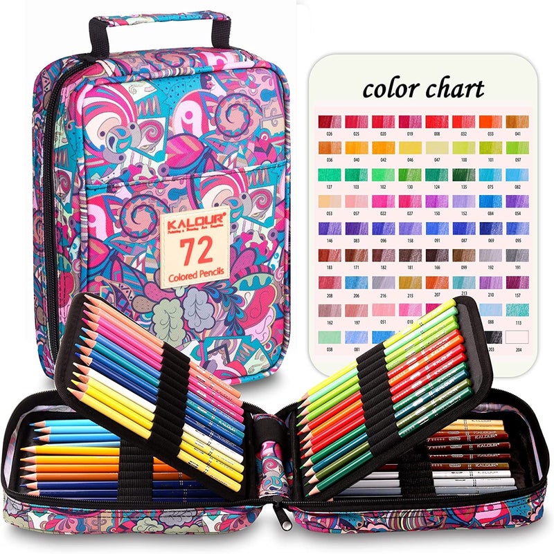 Sabahz Trading Sabahz Trading Art Ranger Kalour Premium Colored Pencils for Adult Coloring BookSet of 72 ColorsZipper Slot Pencil Casewith Sharpener7 Metallic ColorIdeal for Layering Blendingfor Artists