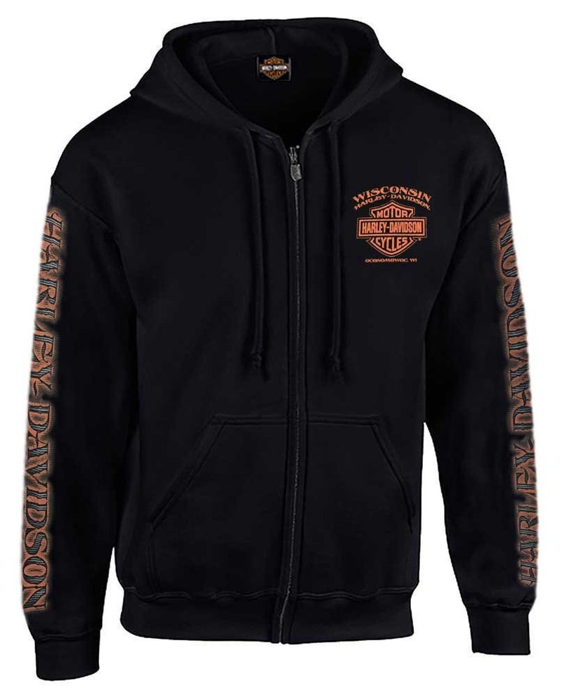 HARLEY DAVIDSON Harley-Davidson Men's Eagle Piston Long Sleeve Full-Zip Hoodie, Black (M) - Image 5