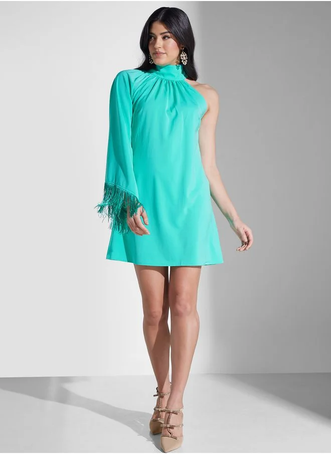 PRETTY LAVISH One Shoulder Flared Sleeve Dress