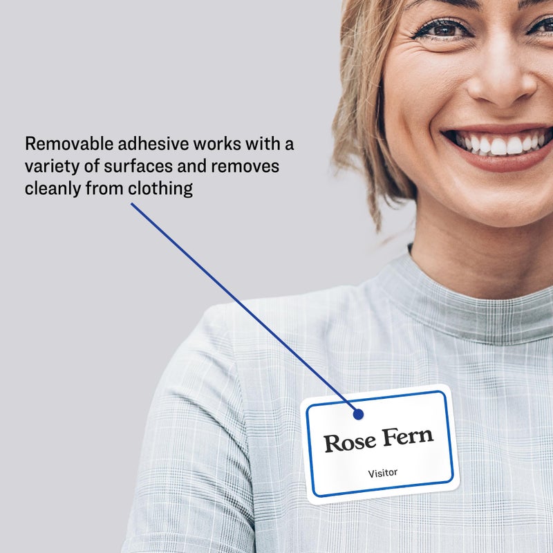 Avery Flexible Printable Name Tags, 2-1/3" x 3-3/8", White with Blue Border, 40 Removable Name Badges (05151) - Image 2