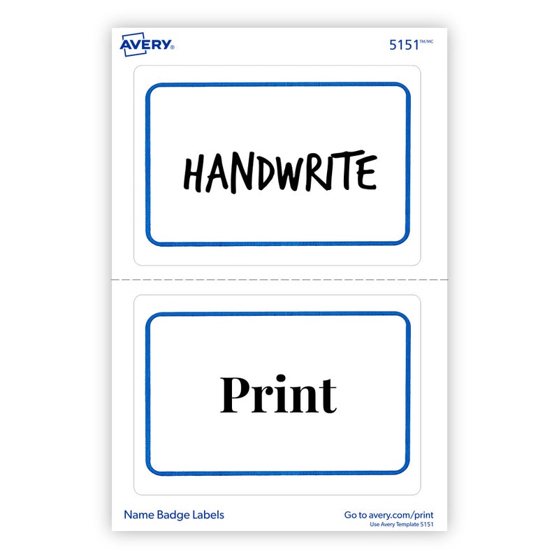 Avery Flexible Printable Name Tags, 2-1/3" x 3-3/8", White with Blue Border, 40 Removable Name Badges (05151) - Image 5
