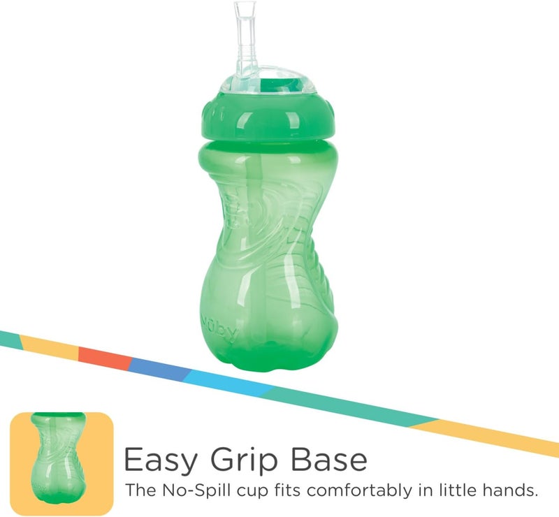 Nuby 3 Pack No Spill Flex Straw Toddler Sippy Cups  Toddler Cups Spill Proof with Easy and Firm Grip  Green Blue Aqua - Image 3