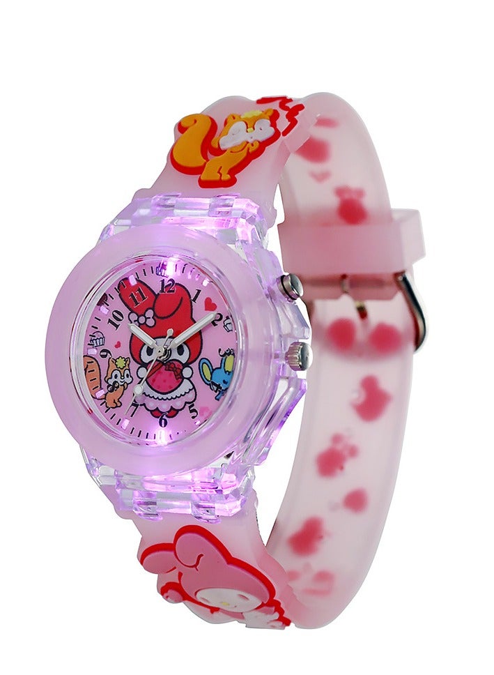Pink Melody Kids Smartwatches Watch Bracelet Glowing glitter with 3D Cartoon Silicone Children Wrist Watch Child Toys for Girls Kids  - Image 1