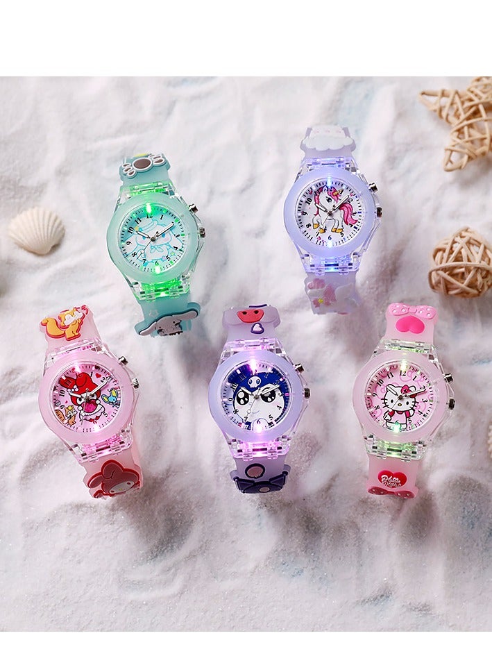 Pink Melody Kids Smartwatches Watch Bracelet Glowing glitter with 3D Cartoon Silicone Children Wrist Watch Child Toys for Girls Kids  - Image 5