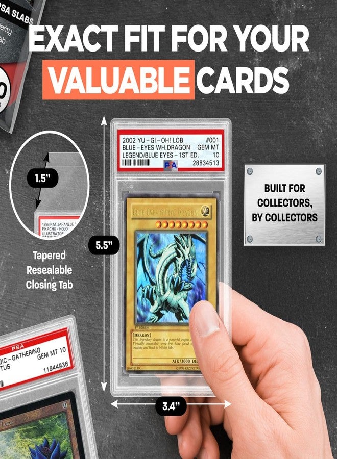 ONYX PSA Slab Sleeves - Graded Card Sleeves, PSA Perfect Fit Clear Cards Sleeves, Exact Fit Plastic Trading Bags, Cover Guard Saver Holder Sleeve Grading Baseball, Sports, MTG - Image 4