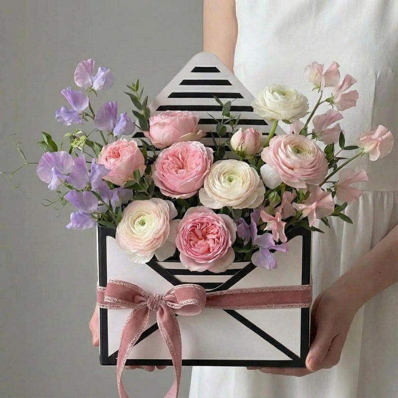 BBJ WRAPS Envelope Flower Boxes for Arrangements Striped Floral Bouquet Wrapping Paper Box Florist Supplies, 8 x 2.8 x 5.7 Inch - 5 Counts - Image 3