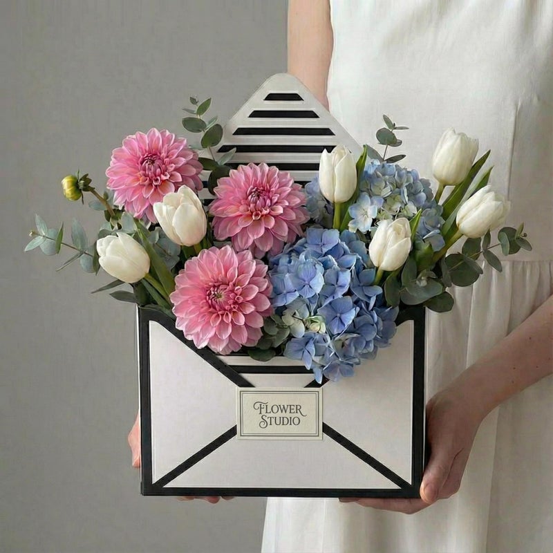 BBJ WRAPS Envelope Flower Boxes for Arrangements Striped Floral Bouquet Wrapping Paper Box Florist Supplies, 8 x 2.8 x 5.7 Inch - 5 Counts - Image 4