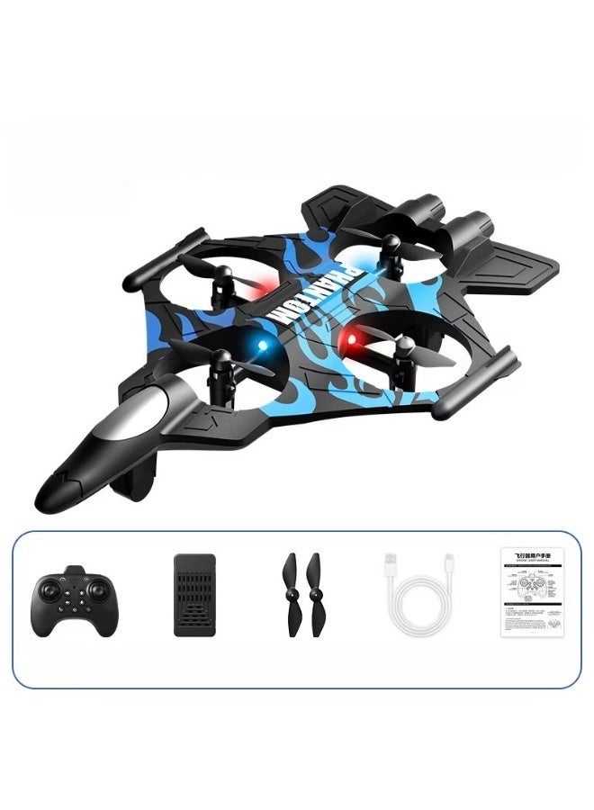 A "fighter" drone with a remote control, quadcopter design, obstacle avoidance capability, blue color. - Image 1