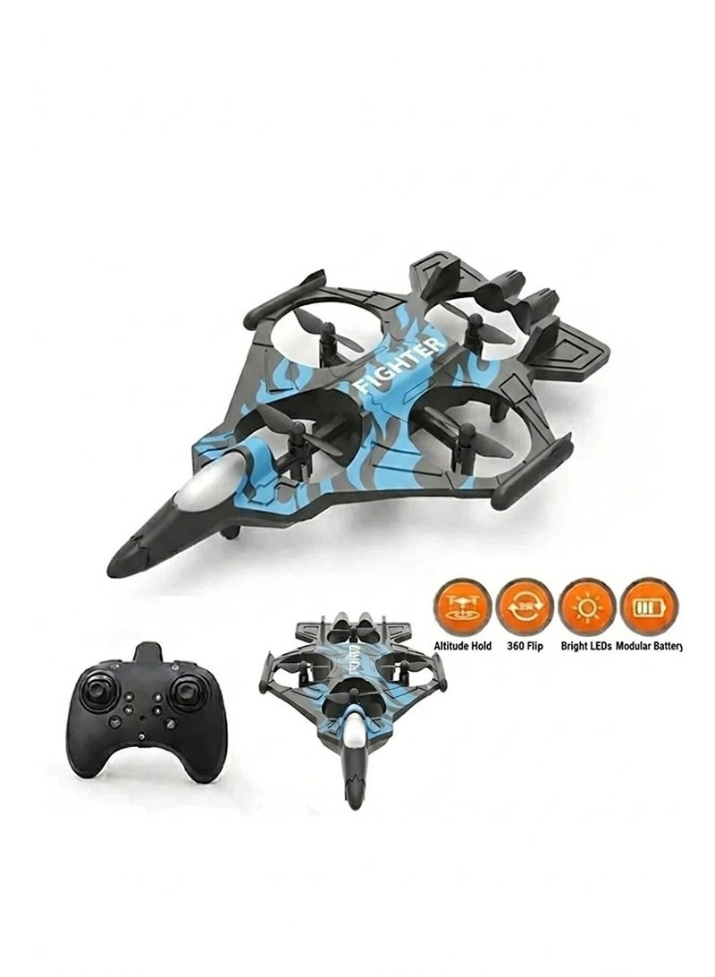 A "fighter" drone with a remote control, quadcopter design, obstacle avoidance capability, blue color. - Image 5
