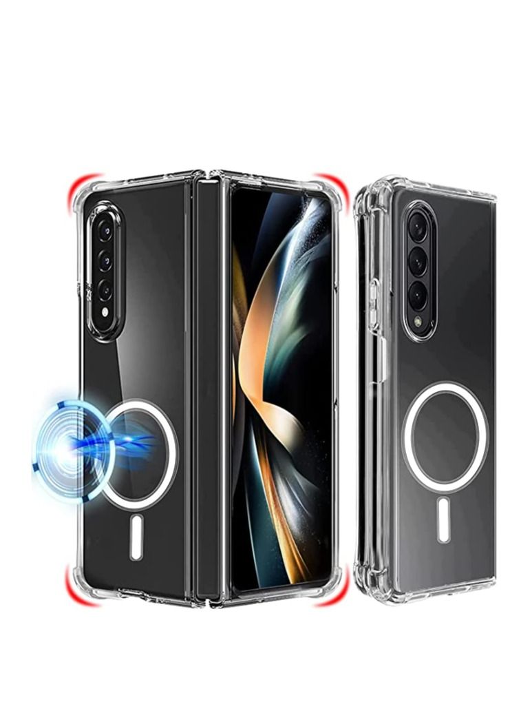 Magnetic Clear Case for Samsung Galaxy Z Fold 4 5g  with Mag Safe  and Transparent Shockproof and Drop-Proof Phone Cover  - Image 1