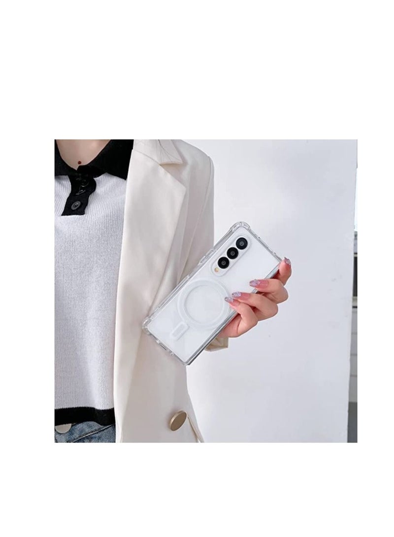 Magnetic Clear Case for Samsung Galaxy Z Fold 4 5g  with Mag Safe  and Transparent Shockproof and Drop-Proof Phone Cover  - Image 2