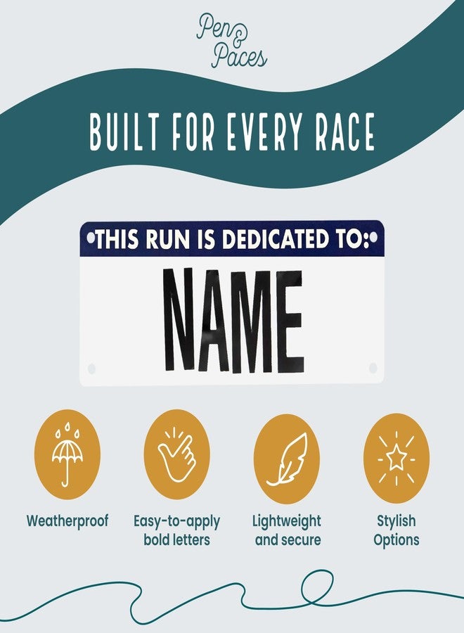 Pen and Paces This Run is Dedicated to Name Bib Kit – Add-Your dedication Running Accessory for 5Ks, Marathons, Triathlons, Cycling & Races with Alphabet Decals & Safety Pins - Image 3