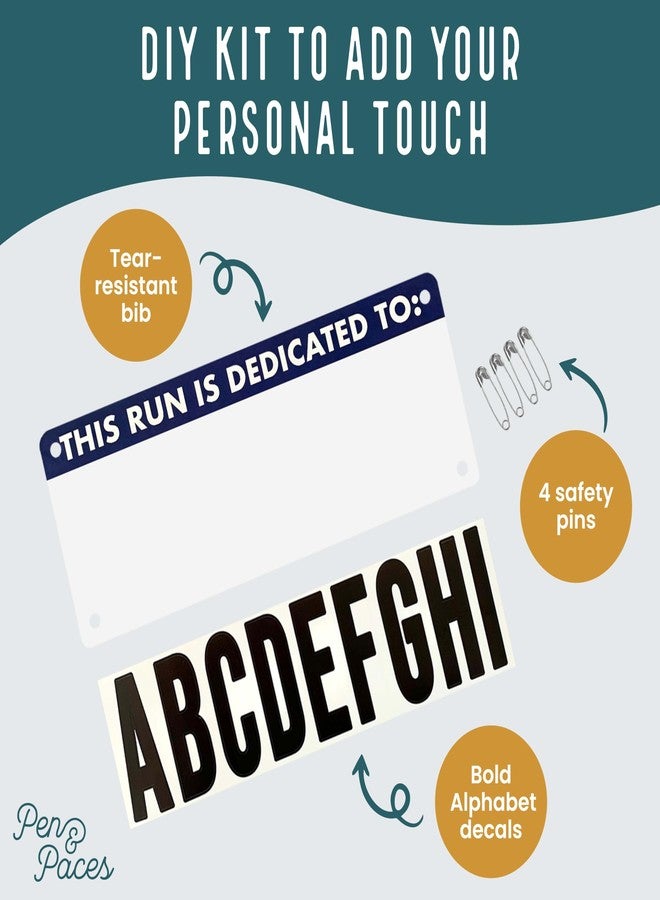 Pen and Paces This Run is Dedicated to Name Bib Kit – Add-Your dedication Running Accessory for 5Ks, Marathons, Triathlons, Cycling & Races with Alphabet Decals & Safety Pins - Image 5