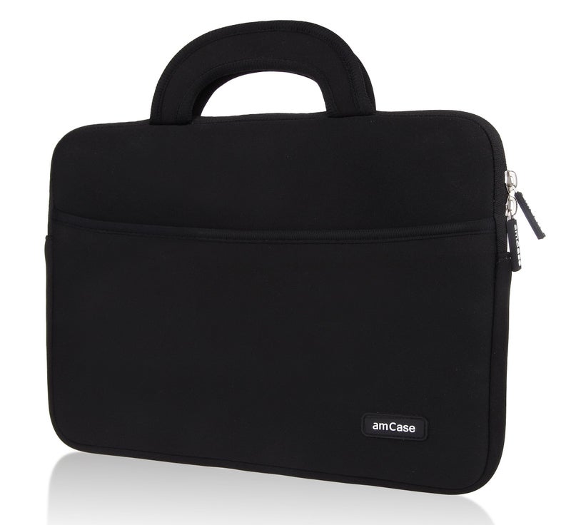 AM Case amCase Chromebook Case-11.6 to 12 inch Neoprene Travel Sleeve with Handle-Black - Image 1
